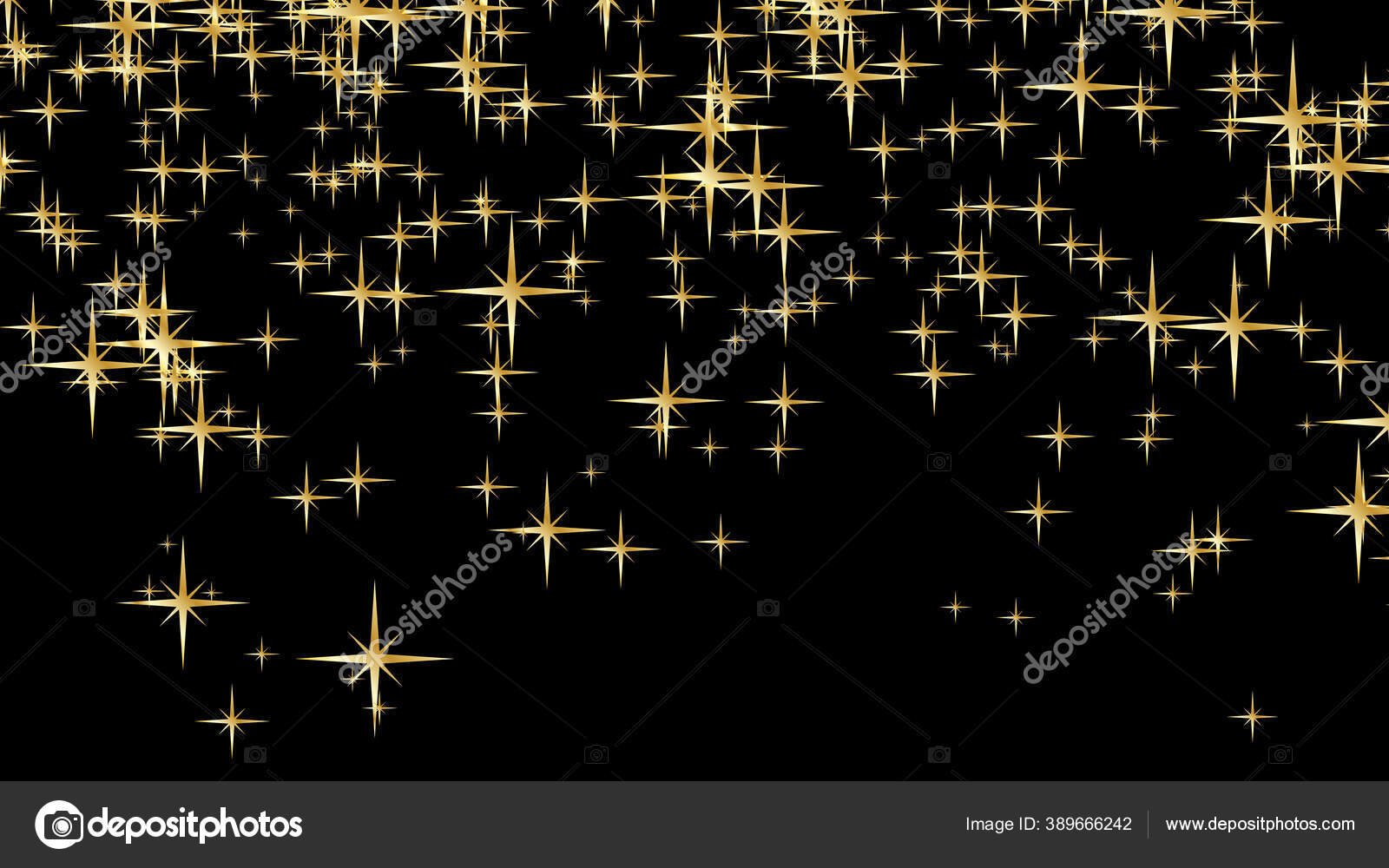 goldene glitzersterne auf schwarzem hintergrund. - Stockfoto