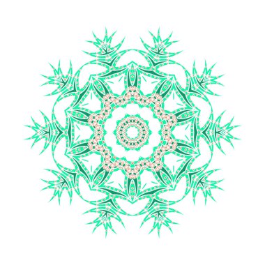 Doğulu vektör. Dekoratif süs mandala. Stres önleyici terapi örnekleri. tasarım elemanı. Yoga logosu, posterin arka planı. Sıra dışı çiçek şekli