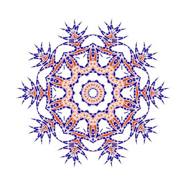 Doğulu vektör. Dekoratif süs mandala. Stres önleyici terapi örnekleri. tasarım elemanı. Yoga logosu, posterin arka planı. Sıra dışı çiçek şekli