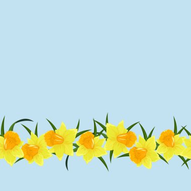 Beyaz arka planda botanik tarzında çiçek desenli renkli çiçek desenleri. Kusursuz bir narsislik. Hisse satırı vektör illüstrasyonu.