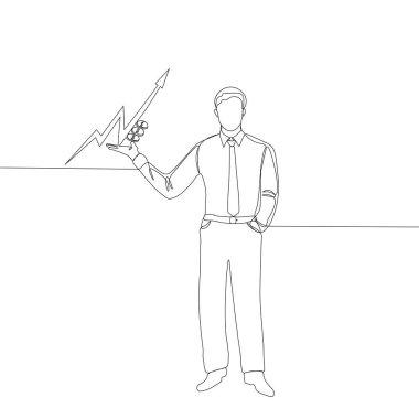 Sürekli iş adamı çizimi, doların grafiği.