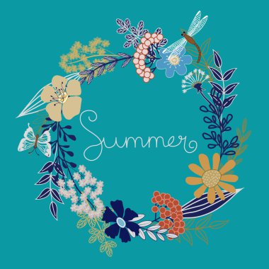 Yapraklar, çiçekler, kelebekler, yusufçuk, böğürtlen, çalı