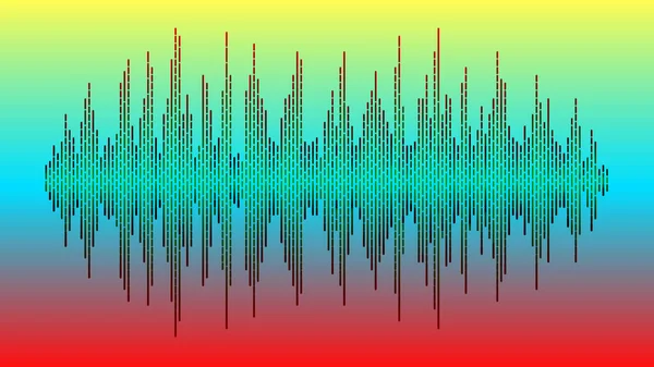 Vektor Hintergrund Musik Wellenausgleich Chart Würfel Gelb Blau Rot — Stockvektor