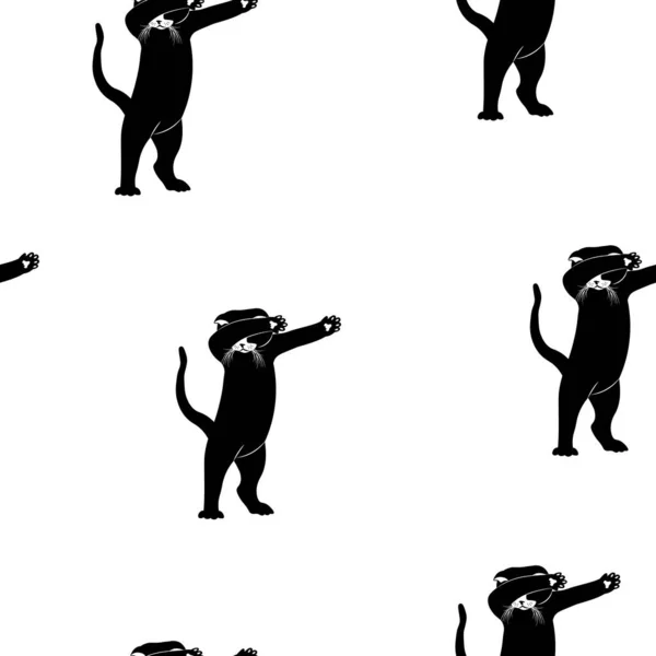 Dança Gato Ilustração Vetorial Sem Costura Fundo —  Vetores de Stock