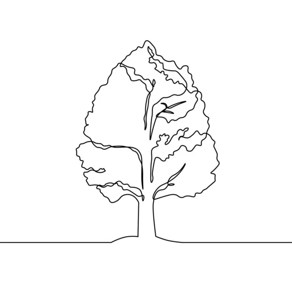 Desenho Linha Contínua Árvore Fundo Branco Ilustração Vetorial —  Vetores de Stock