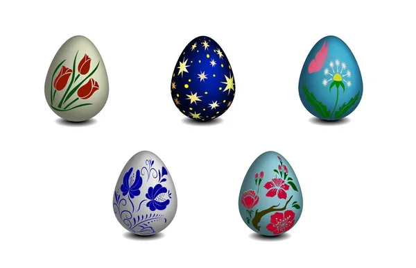 Set Isolated Realistic Easter Eggs Vector Background — Stock Vector