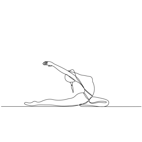 Вектор Намальована Лінія Йоги Положенні Рук Вгору Білому Тлі — стоковий вектор