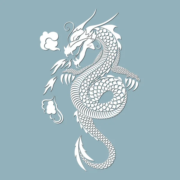 Dragon Tatouage Prêt Pour Coupe Traceur Traceur Découpe Laser Illustration — Image vectorielle