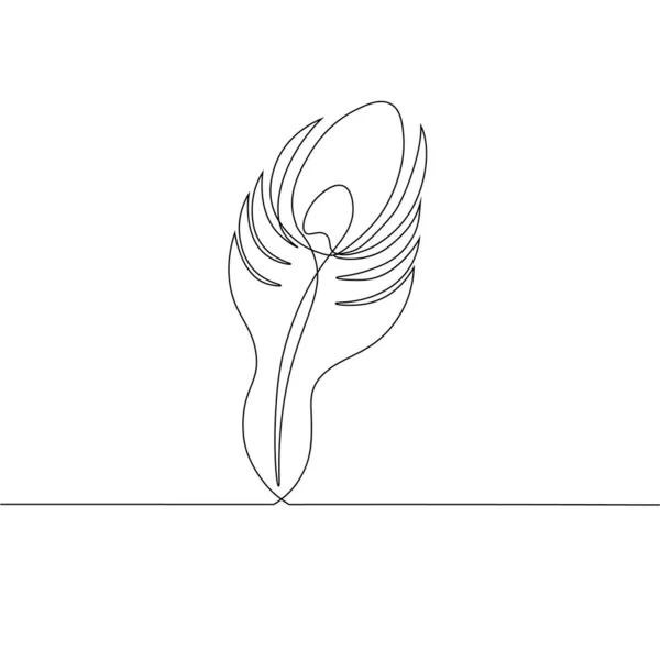 Dessin Vectoriel Ligne Continue Plume Krishna Plume Paon — Image vectorielle