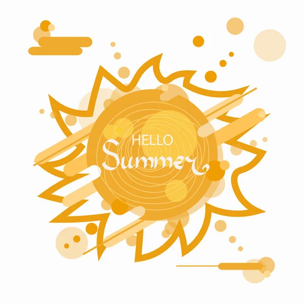 太陽のアイコンベクトルイラスト レタリング Hello Summer — ストックベクタ