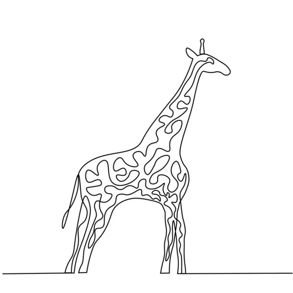 Eine Linie Giraffe Design Silhouette Hand Gezeichnet Minimalismus Stil Vektor — Stockvektor