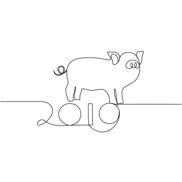 Silueta Diseño Una Línea Ilustración Vectorial Estilo Pig Minimalistic — Archivo Imágenes Vectoriales