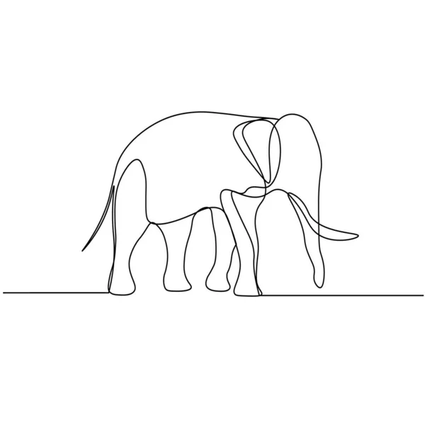 Dibujo Continuo Línea Elefante Símbolo Logo Del Elefante Ilustración Vectorial — Vector de stock