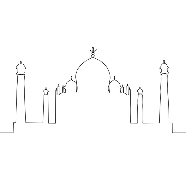 Moschea Musulmana Linea Continua Illustrazione Vettoriale — Vettoriale Stock