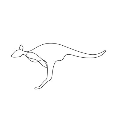 Bir çizgi kanguru tasarımı silueti. El çizimi minimalizm stili vektör çizimi