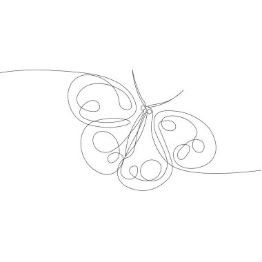 izole edilmiş bir kelebek vektör nesnesinin sürekli bir çizgisinden çiziliyor
