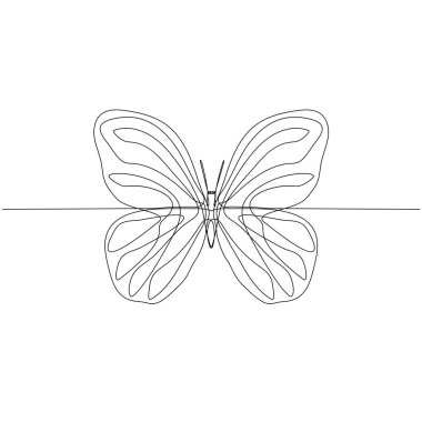 izole edilmiş bir kelebek vektör nesnesinin sürekli bir çizgisinden çiziliyor