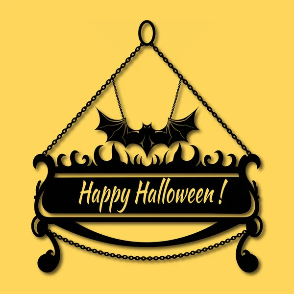 Gelukkige Halloween Sjabloon Voor Banner Poster Vakantie Belettering Vleermuis Heksenketel — Stockvector