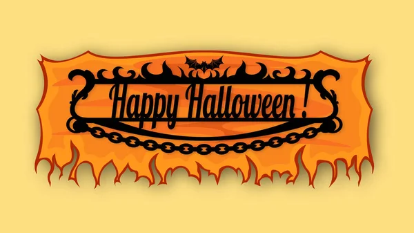 Gelukkige Halloween Sjabloon Voor Banner Poster Vakantie Belettering Vleermuis Heksenketel — Stockvector