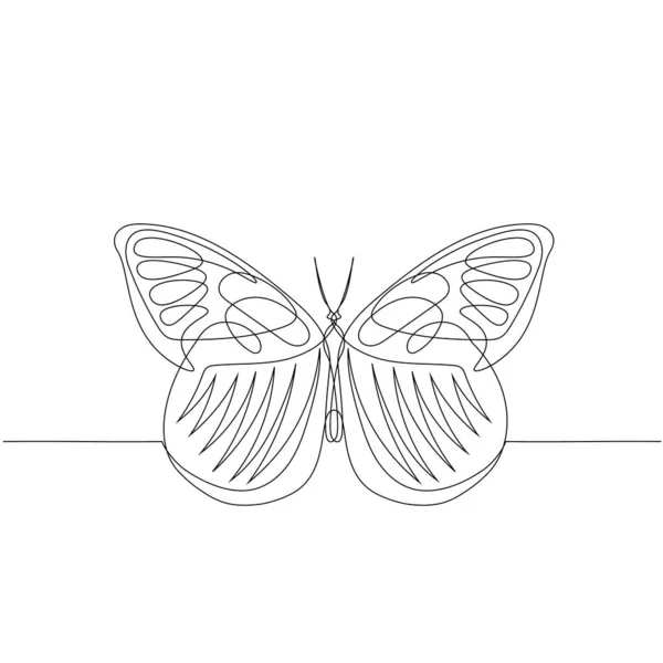 Drawing Continuous Line Isolated Butterfly Vector Object — Stock Vector