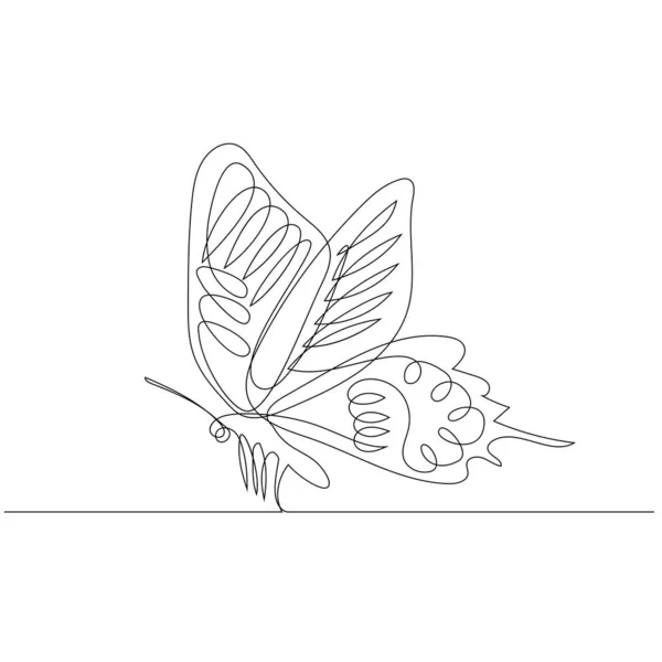 Drawing Continuous Line Isolated Butterfly Vector Object — Stock Vector