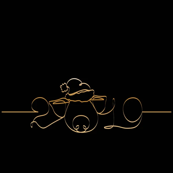 Una Silueta Diseño Línea Oro Ilustración Vectorial Estilo Pig Minimalistic — Archivo Imágenes Vectoriales