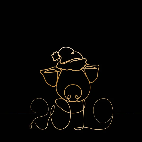 Een Gouden Lijn Ontwerp Silhouet Van Pig Minimalistic Stijl Vector — Stockvector