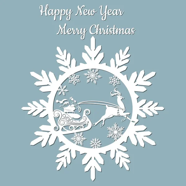 Año Nuevo Navidad Ciervos Santa Claus Copo Nieve Para Plotter — Archivo Imágenes Vectoriales