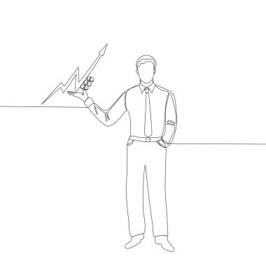 Sürekli iş adamı çizimi, doların grafiği.