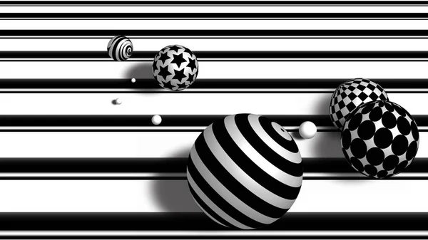3Dボールの抽象的な背景 半分の線 正方形 — ストックベクタ