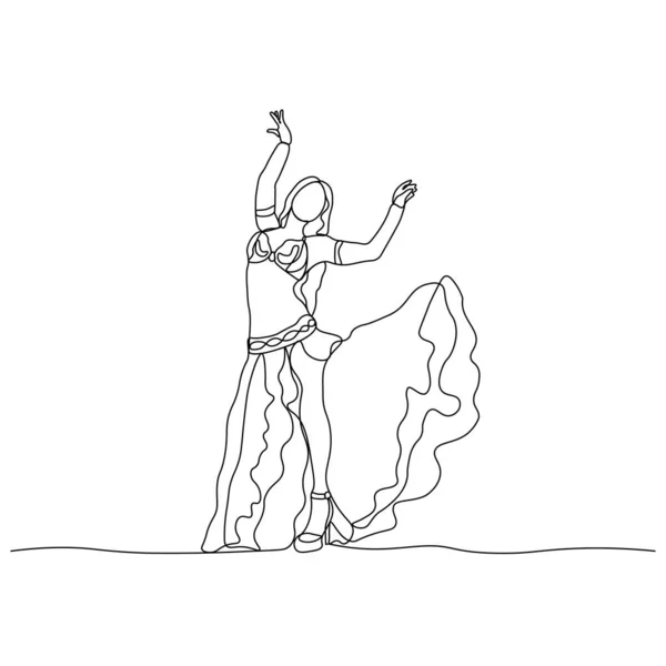Danse Ventre Tane Turque Fille Dansante Représentée Par Une Ligne — Image vectorielle