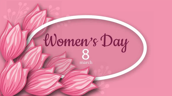 Resumen Pink Floral Tarjeta Felicitación Día Internacional Mujer Feliz Marzo — Vector de stock