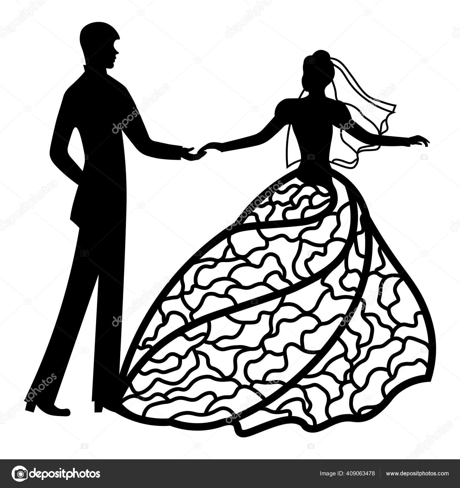 Vector Illustration Template Groom Bride Pattern Laser Cut Boy Girl Vector Image By C Zhanstudio Vector Stock