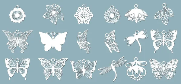 Набір Візерунків Метеликів Бабок Вигляді Підвісок Шаблон Векторною Ілюстрацією Метеликів — стоковий вектор