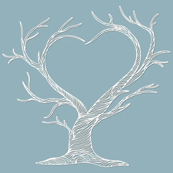Векторная Иллюстрация Приглашение Поздравительная Открытка Деревьями Виде Сердца Шаблон Лазерной — стоковый вектор