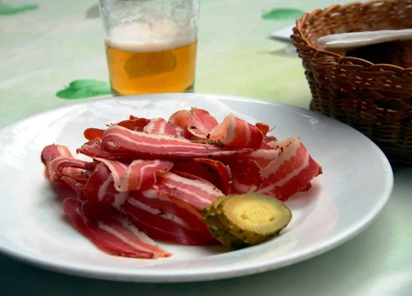 Rustica Piastra Pancetta Svizzera — Foto Stock