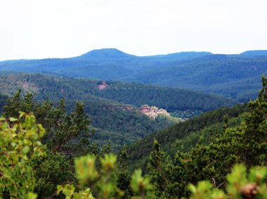 Derebeyi Ormanı 'ndaki renkli kumtaşından kayalar. 