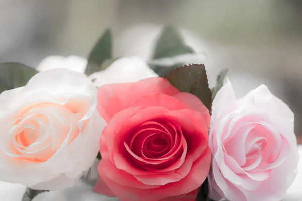 Roses Made Fabric Beautiful Flowers — Stock Photo, Image