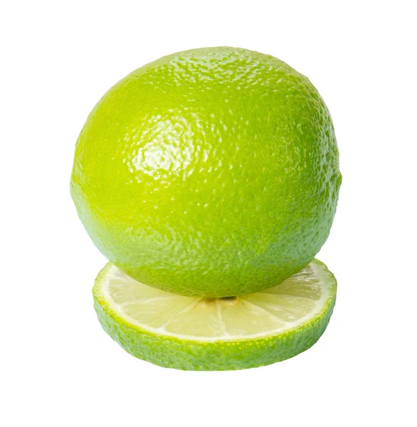 Зеленый Лимон Изолирован Белом Фоне Вырезанием Пути — стоковое фото