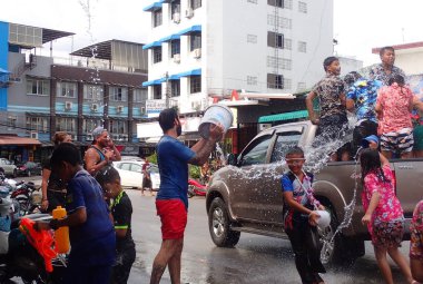 Tayland, Thailand, Krabi. Nisan 2017. Yeni yıl tatili Songkran.