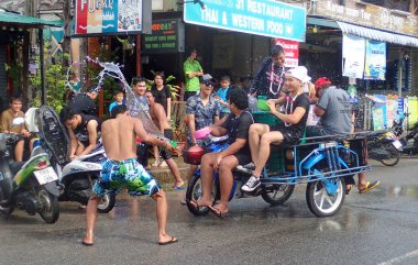 Tayland, Thailand, Krabi. Nisan 2017. Yeni yıl tatili Songkran.