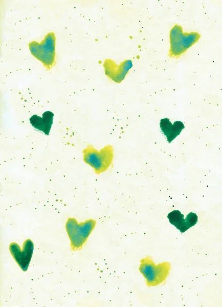 Abstract Background Colored Watercolor Hearts — Stock Photo, Image