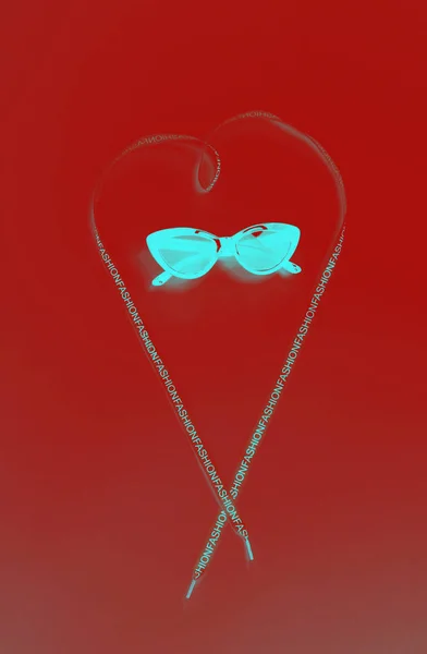 Sonnenbrille Und Ein Herz Aus Spitze Minimaler Stil — Stockfoto