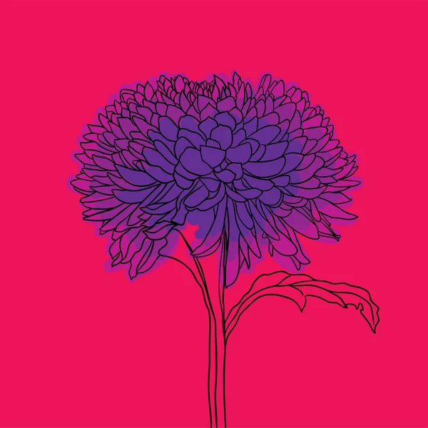 Bellissimo Fiore Fiorito Stile Minimale Illustrazione Vettoriale — Vettoriale Stock