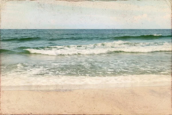 โปสการ์ดชายหาดสภาพอากาศวินเทจ — ภาพถ่ายสต็อก