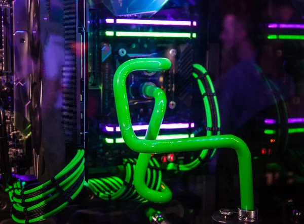 close up of pc for gaming with colorful led