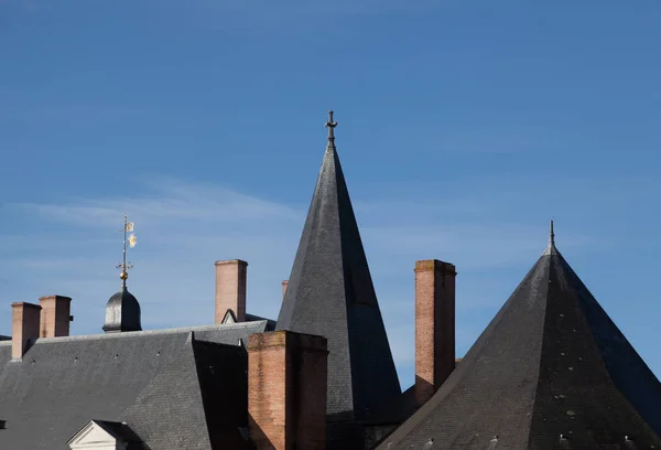 Traditionelle Französische Fassade Und Dach Der Stadt Auf Nantes Einem — Stockfoto