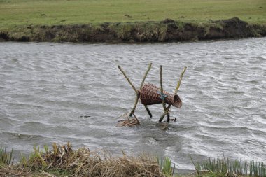 Doğal Molens - Güney Hollanda Hollanda alanı yakınında eski balık tuzak.
