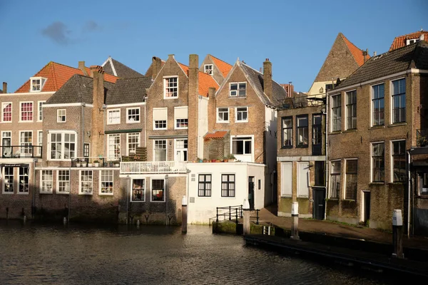 Dordrecht city - typical facade and buildings with waterways - Netherlands - Holland. — Stock Photo, Image
