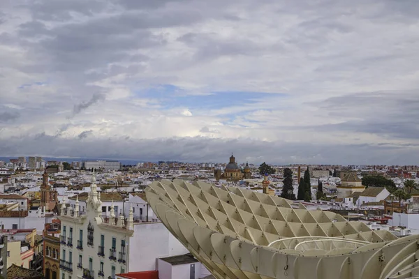 observation deck with view of Seville in a cloudy day - Spain capital of Andalusia.